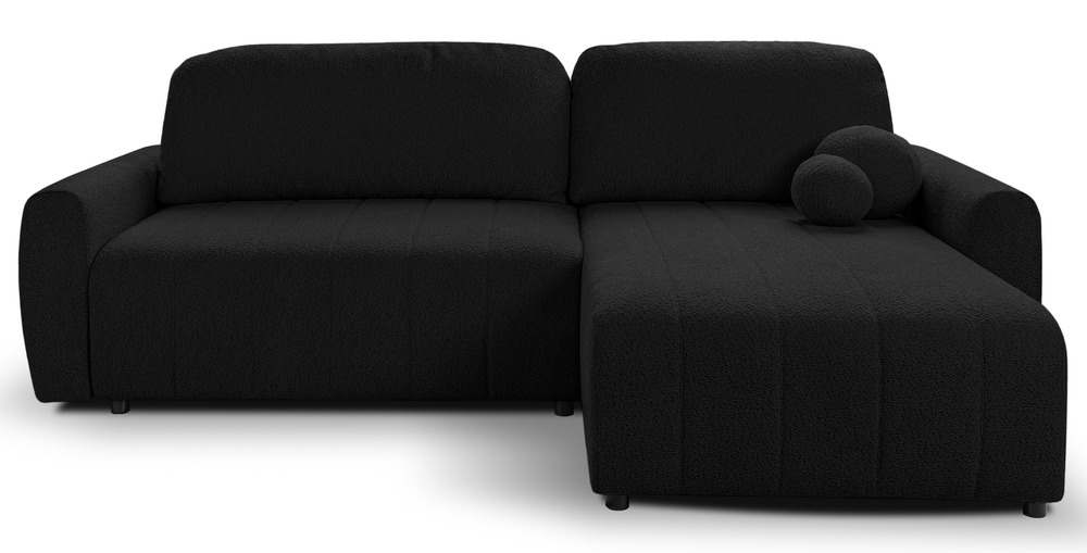 SELSEY Narożnik z funkcją spania Sigaru L-kształtny uniwersalny z pojemnikiem czarny boucle