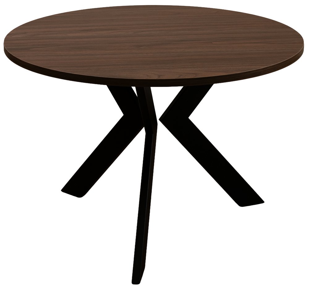 SELSEY Stolik kawowy Loussly okrągły 75 cm orzech wisconsin z czarnymi nogami