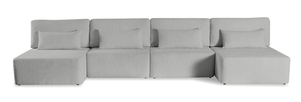 SELSEY Narożnik z funkcją spania Moduliano U-kształtny duży z pojemnikiem uniwersalny szary boucle