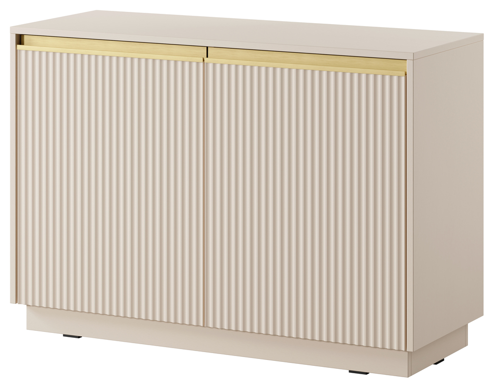 SELSEY Komoda dwudrzwiowa Riggio z ryflowanymi frontami 104 cm beż piaskowy