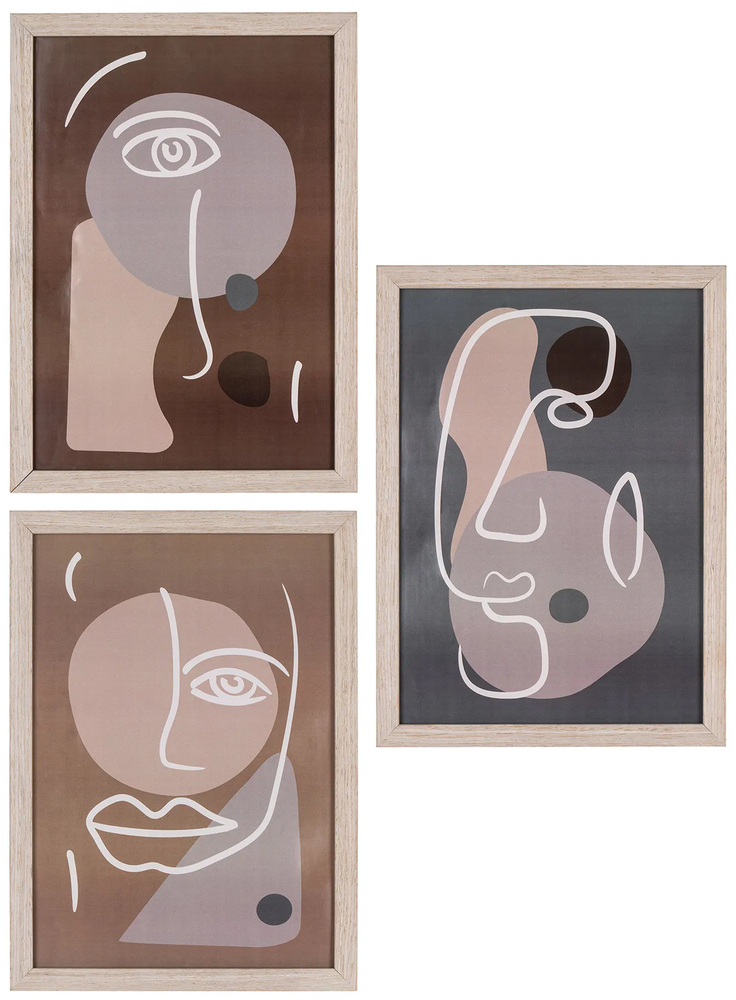 SELSEY Zestaw trzech obrazów Emised III czarne/beżowe