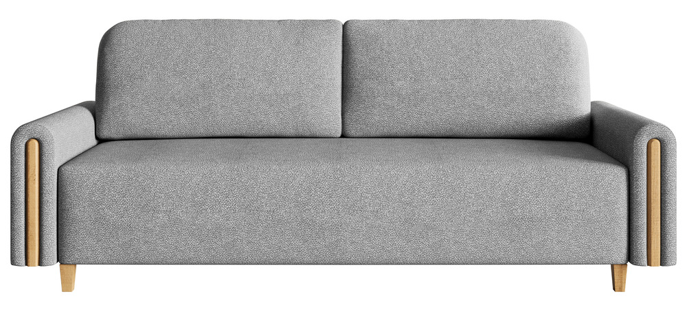 SELSEY Kanapa rozkładana trzyosobowa Majla z pojemnikiem szara plecionka hydrofobowa