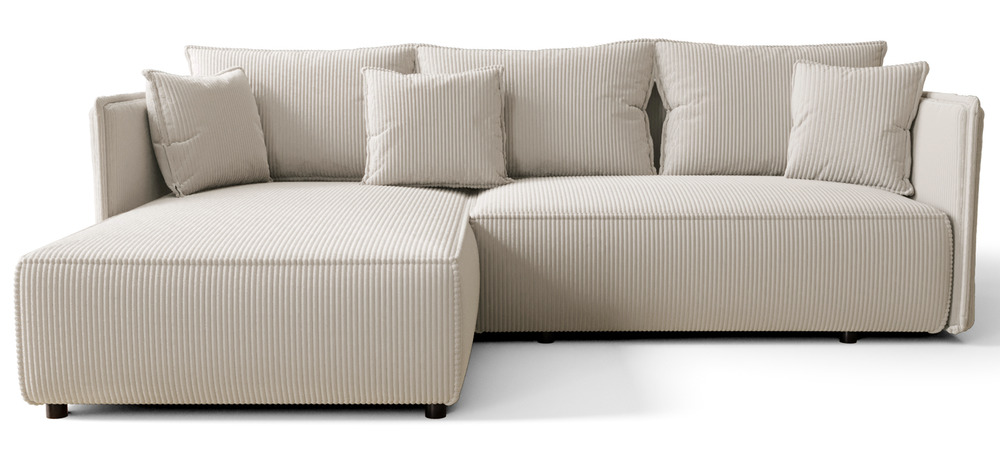 SELSEY Narożnik z funkcją spania Serelto L-kształtny lewostronny z pojemnikiem szarobeżowy sztruks