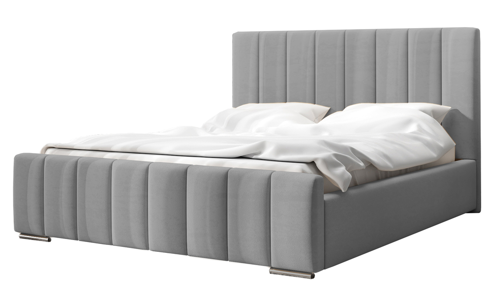 SELSEY Łóżko tapicerowane 180x200 cm Makonis z pojemnikiem i drewnianym stelażem z podnośnikiem sprężynowym jasnobrązowe welur