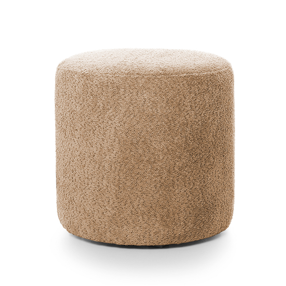 SELSEY Pufa okrągła Seppio 45 cm jasnobrązowa w tkaninie boucle