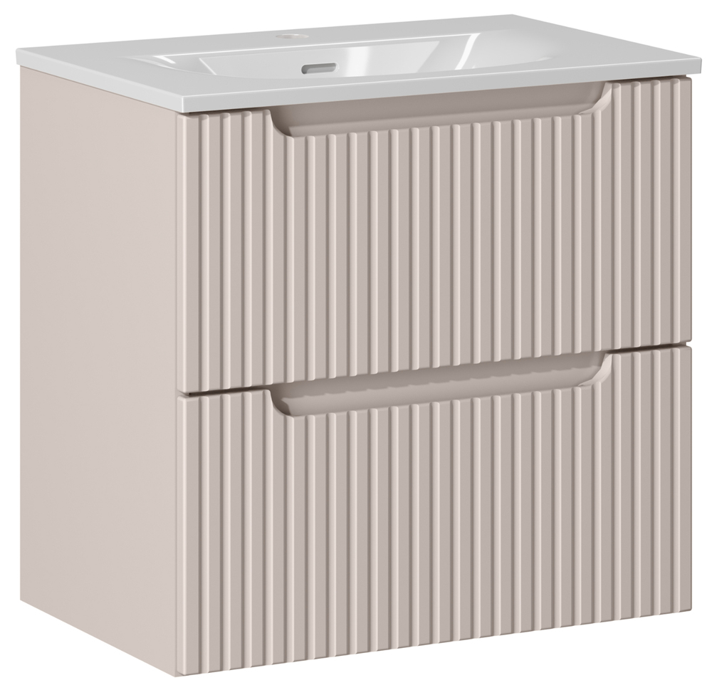 SELSEY Szafka łazienkowa dwuszufladowa Novia z umywalką 60 cm beżowa