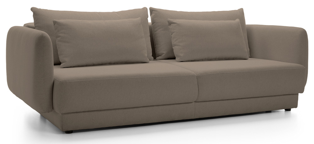 SELSEY Kanapa rozkładana trzyosobowa Floselia z pojemnikiem jasnobrązowa plecionka