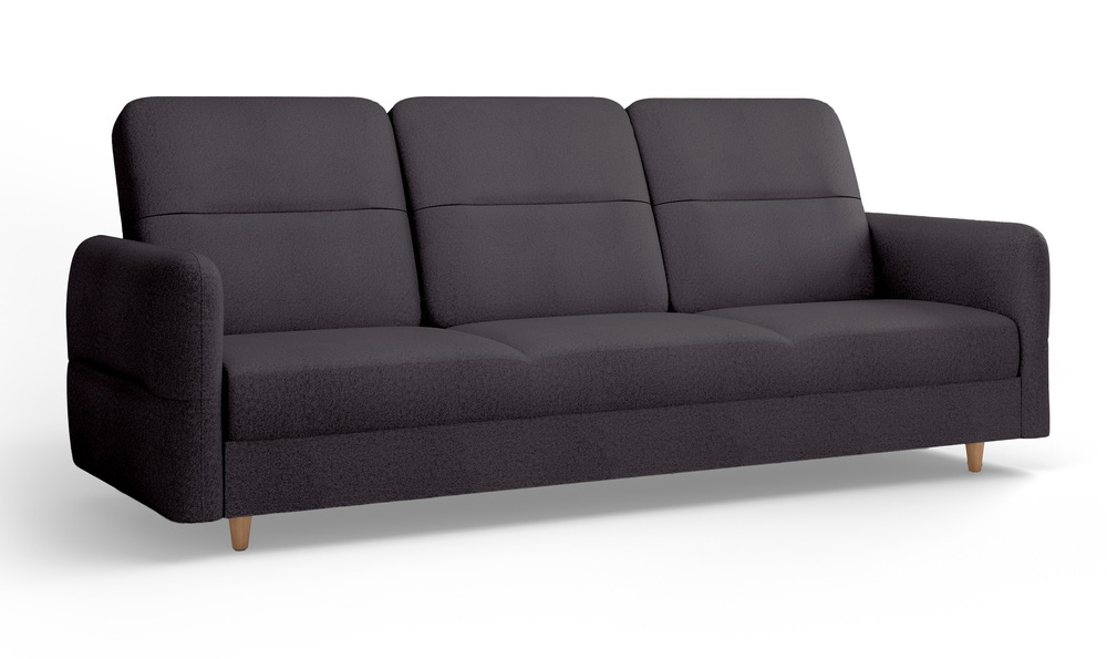 SELSEY Kanapa rozkładana trzyosobowa Dakari z pojemnikiem ciemnografitowa welur hydrofobowy