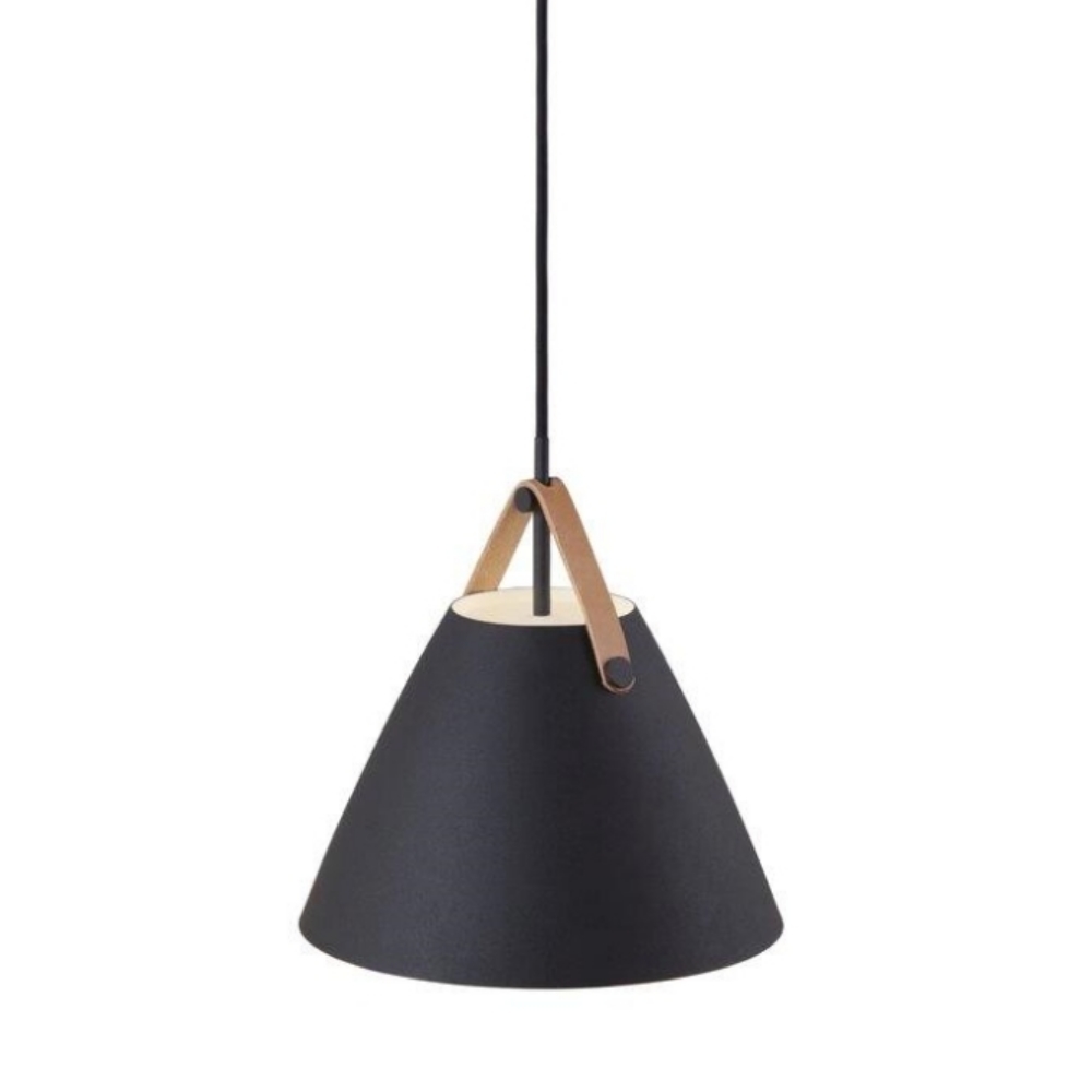 SELSEY Lampa wisząca Strap średnica 27 cm czarny metalowy klosz