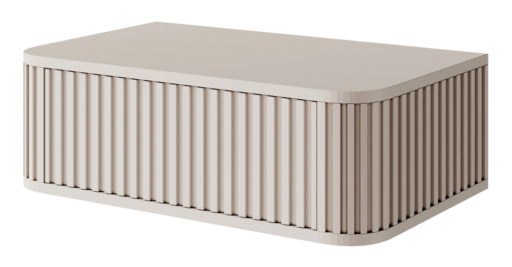 SELSEY Stolik nocny wiszący Ovarlo z ryflami i szufladą 63 cm beż piaskowy