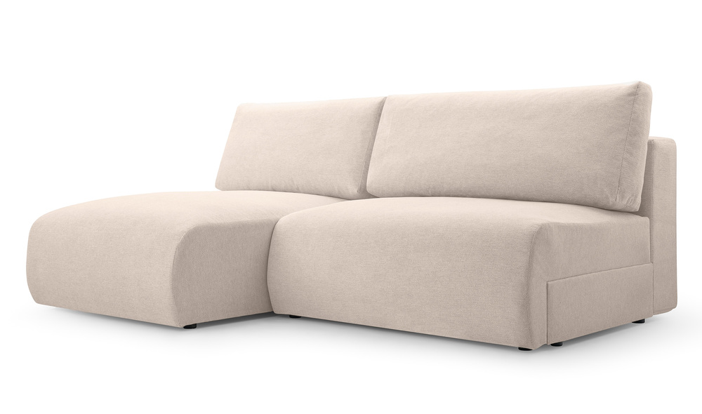 SELSEY Narożnik z funkcją spania Fimbo L-kształtny z pojemnikiem jasnobeżowy szenil hydrofobowy lewostronny