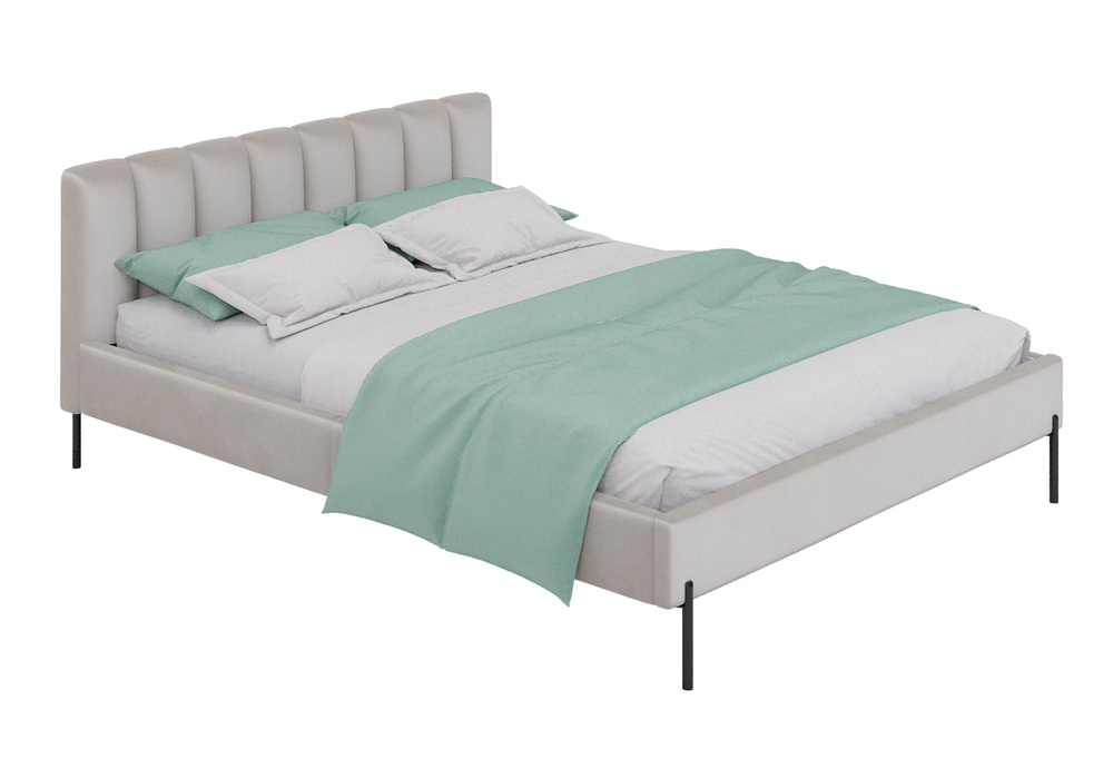 SELSEY Łóżko tapicerowane 160x200 cm Milanno jasnobeżowe welur