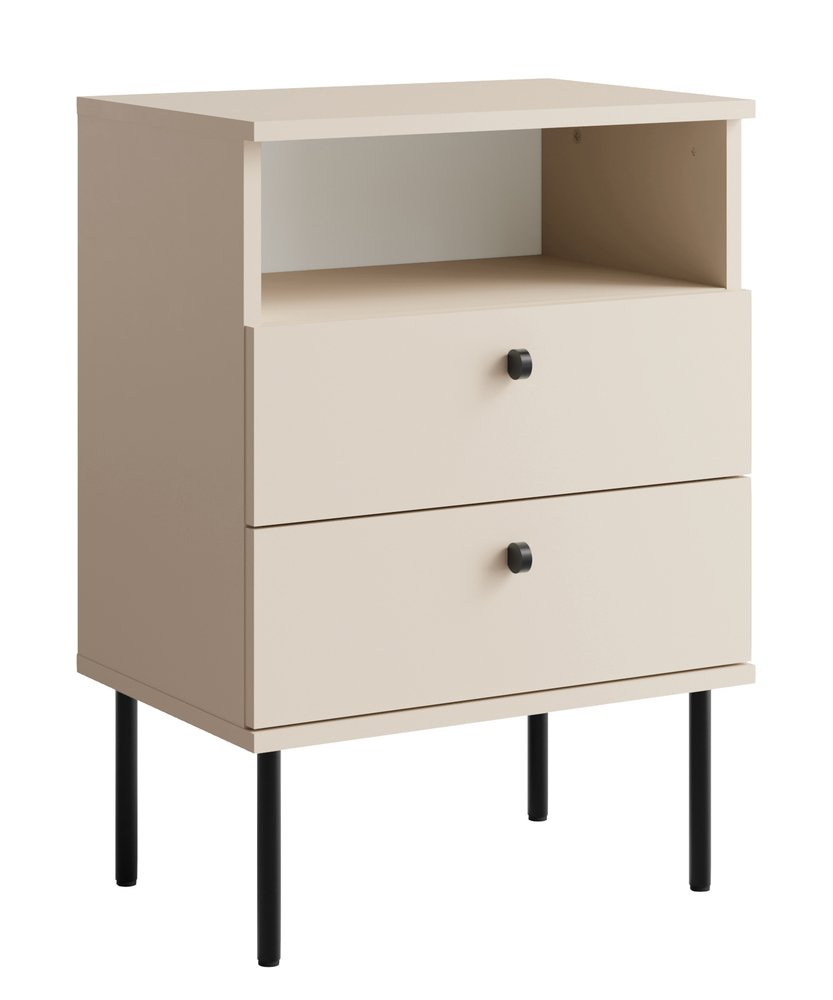 SELSEY Szafka nocna High z dwiema szufladami 50 cm beżowa