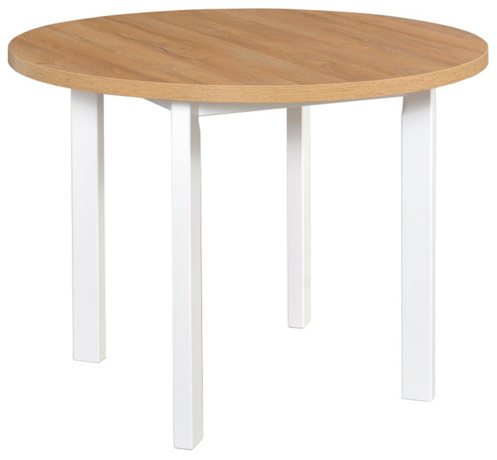 SELSEY Stół drewniany do jadalni Filizes okrągły 100 cm biały/dąb grandson