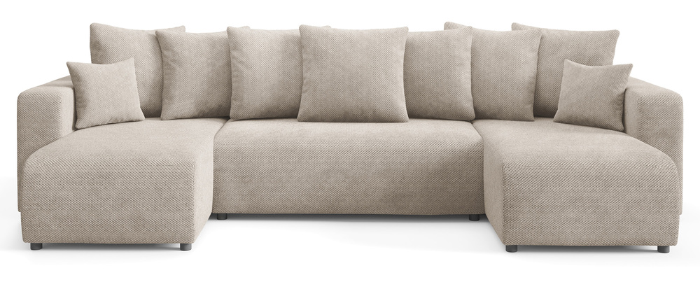 SELSEY Narożnik z funkcją spania Laria U-kształtny z pojemnikiem szarobeżowy szenil hydrofobowy