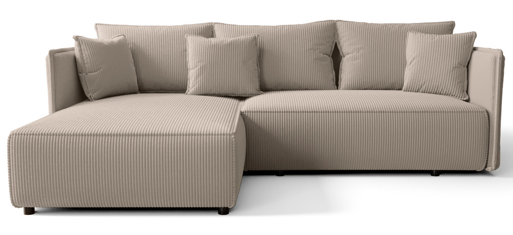 SELSEY Narożnik z funkcją spania Serelto L-kształtny lewostronny z pojemnikiem beżowy sztruks