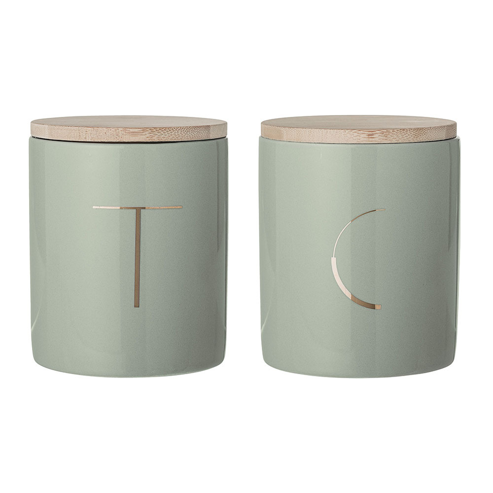 SELSEY Zestaw 2 słoików Bloomingville Myrrta z drewnianą pokrywką