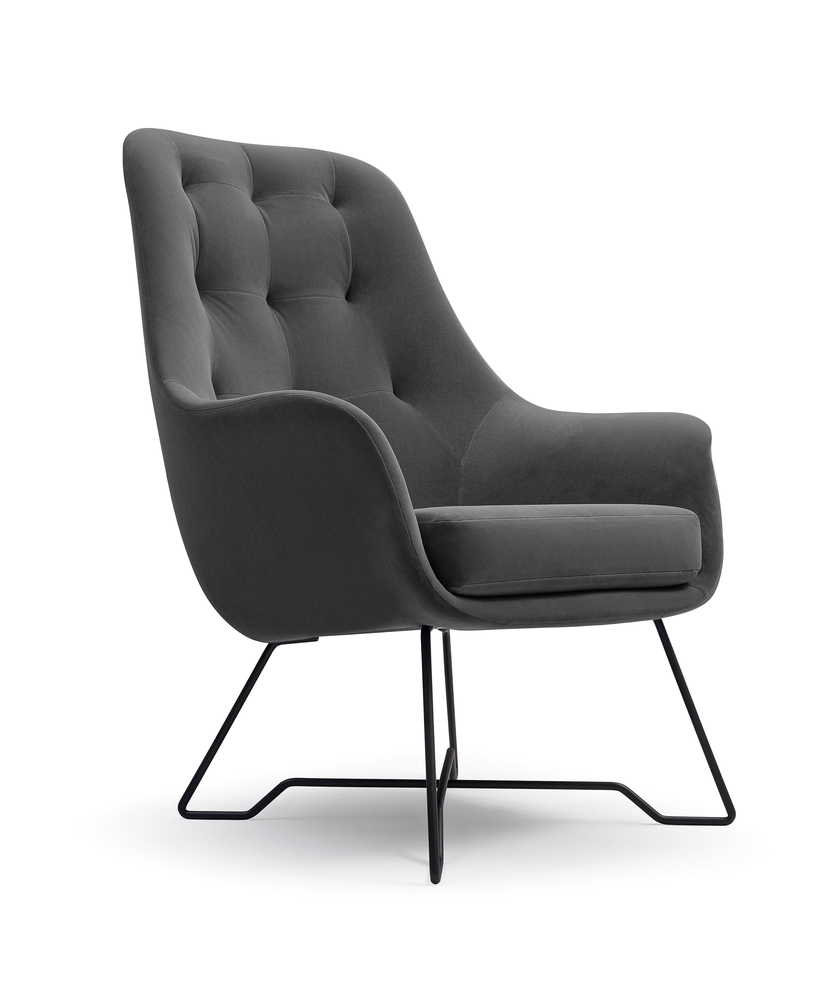 SELSEY Fotel kubełkowy Meknes ciemnoszary velvet łatwoczyszczący