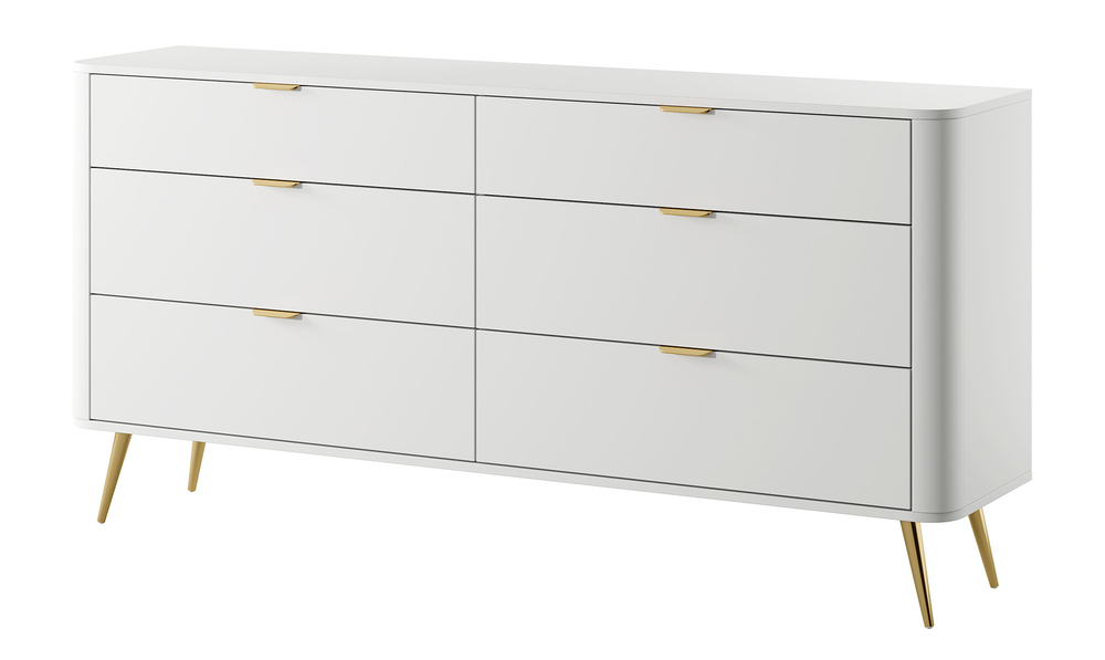 SELSEY Komoda Oval z sześcioma szufladami 173 cm Biała