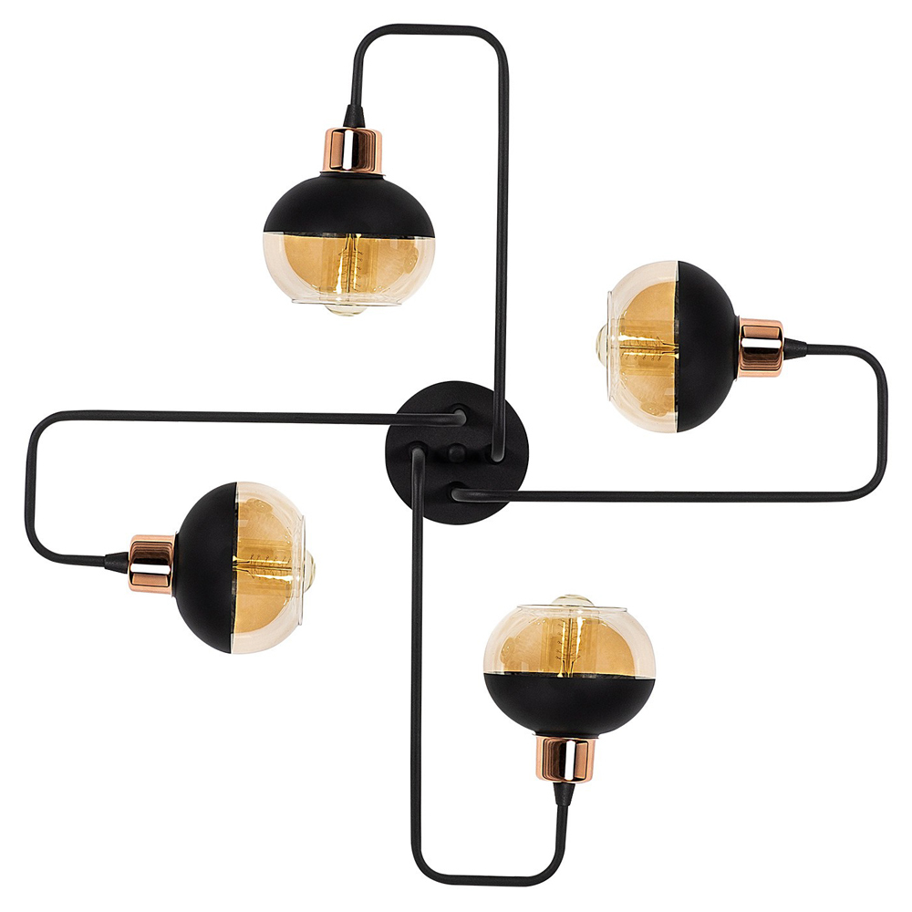 SELSEY Lampa sufitowa Krisja x4 czarno-miedziana