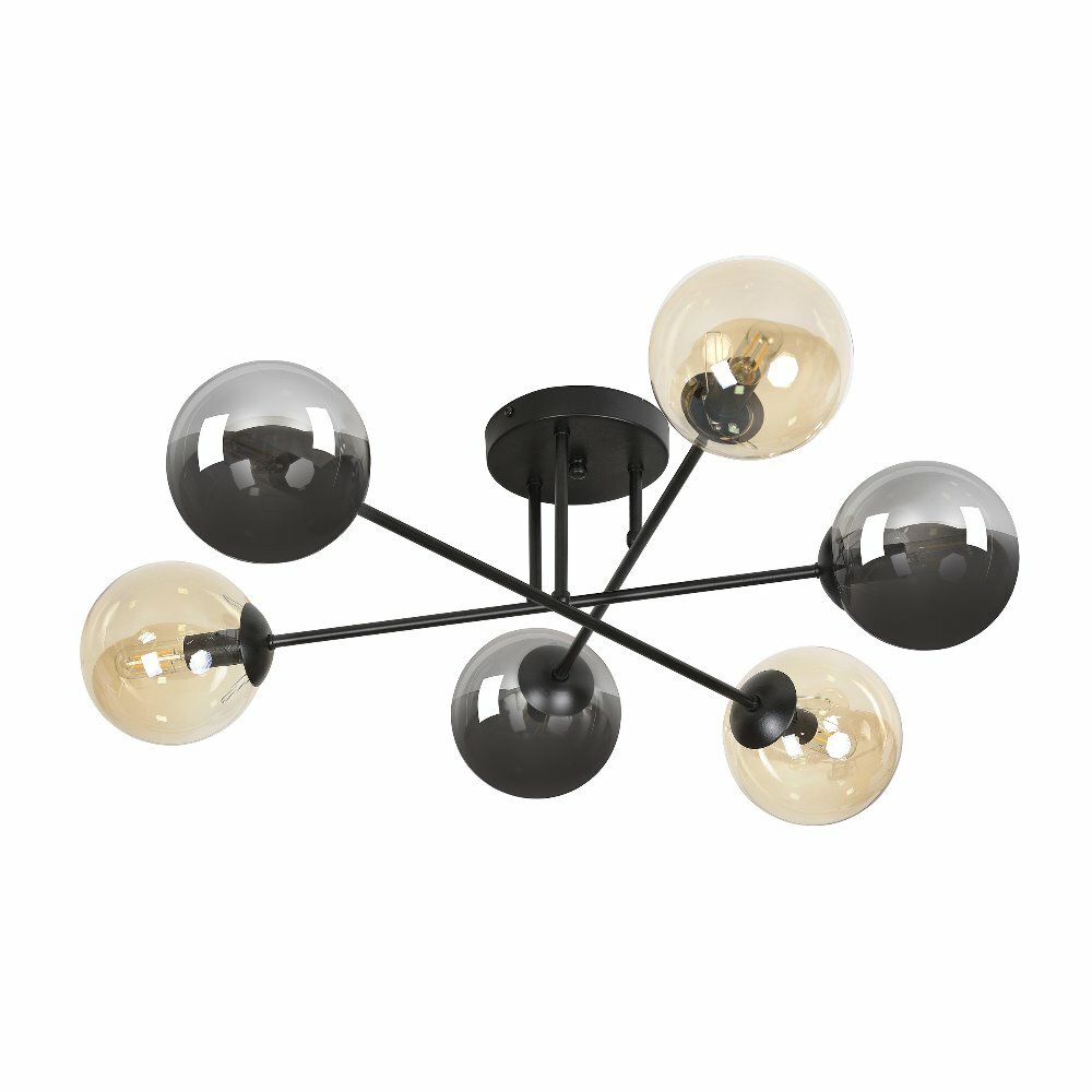 SELSEY Lampa sufitowa Minturno czarno-miodowa x6