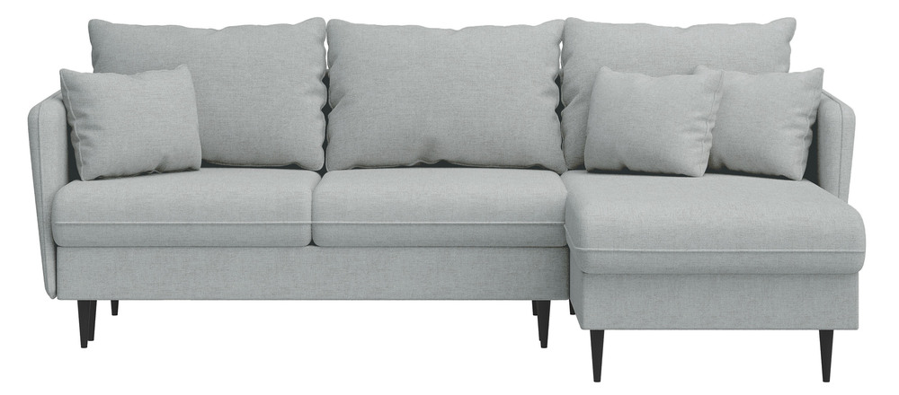 SELSEY Narożnik z funkcją spania Volio L-kształtny szary szenil nogi czarne