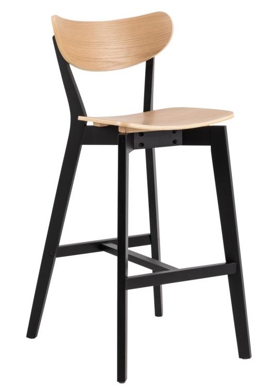 SELSEY Hoker Gemirro dębowe siedzisko na czarnej drewnianej podstawie