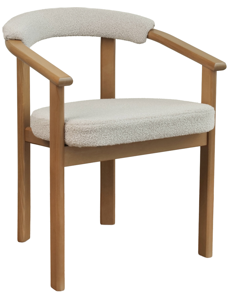 SELSEY Krzesło drewniane do jadalni Fingly dąb olejowany/beżowe boucle