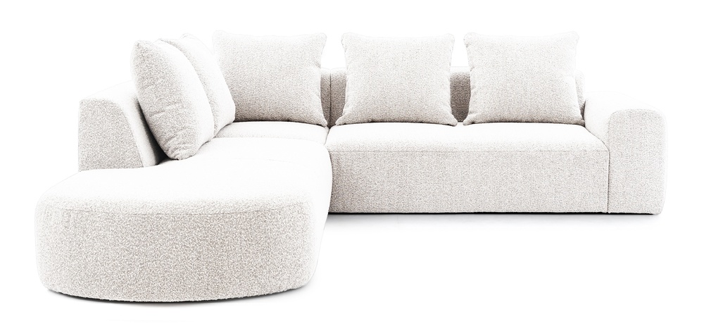 SELSEY Narożnik modułowy Castellina L-kształtny 255 cm większy kremowy w tkaninie boucle lewostronny