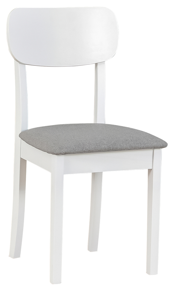 SELSEY Krzesło drewniane do jadalni tapicerowane Noeles jasnoszare/białe