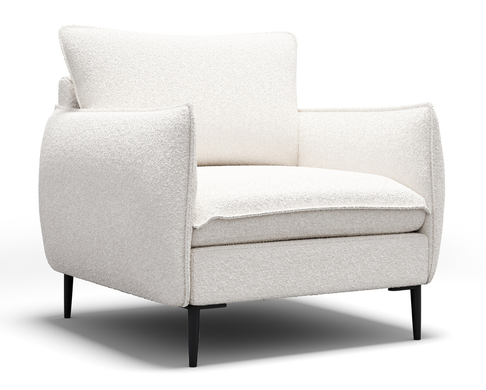 SELSEY Fotel kubełkowy Cambiano kremowy w tkaninie boucle