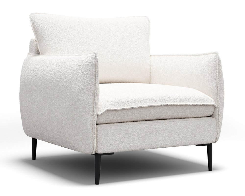 SELSEY Fotel kubełkowy Cambiano kremowy w tkaninie boucle