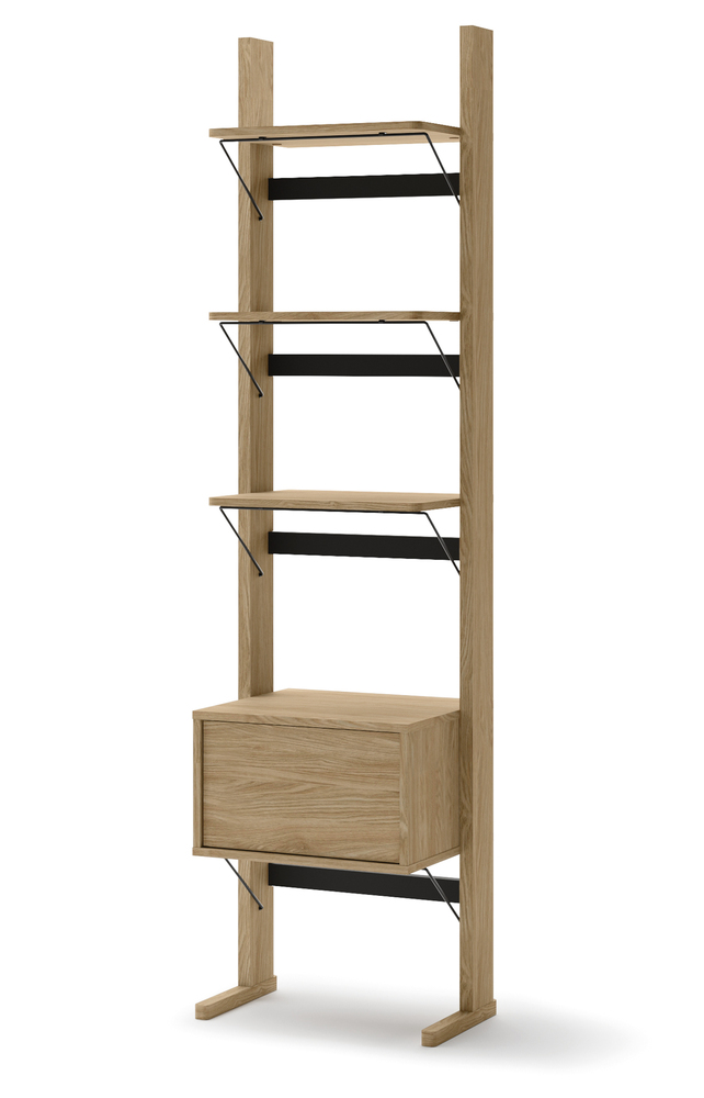 SELSEY Regał wąski Ollie z szufladą 52 cm dąb olejowany