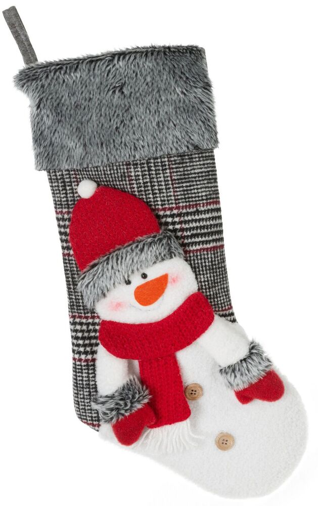 SELSEY Skarpeta świąteczna Mery 50 cm szara z bałwanem