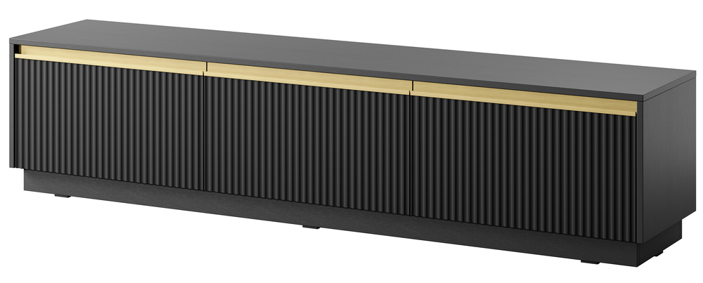 SELSEY Szafka RTV Riggio trzydrzwiowa z ryflowanymi frontami 182 cm czarny