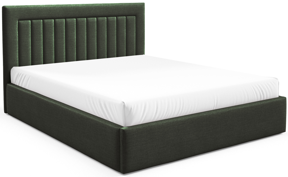 SELSEY Łóżko tapicerowane 160x200 cm Averin z pojemnikiem ciemnozielone welur