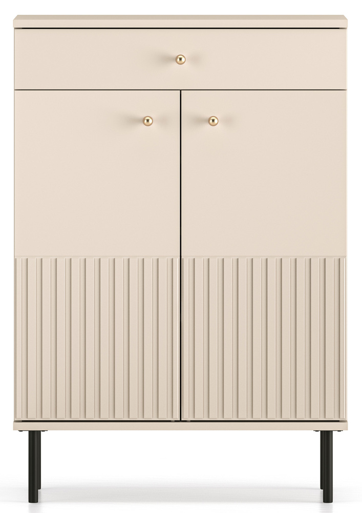 SELSEY Szafka na buty Caletto 68 cm z szufladą ozdobne lamele beżowa