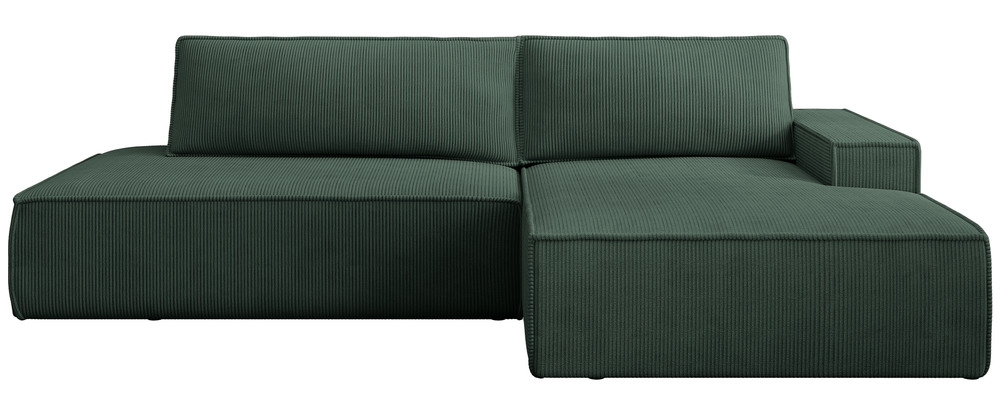 SELSEY Narożnik z funkcją spania Felicjo L-kształtny prawostronny z pojemnikiem ciemnozielony sztruks