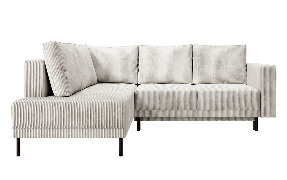 SELSEY Narożnik Rodario z funkcją spania i pojemnikiem na pościel szarobeżowy sztruks lewostronny