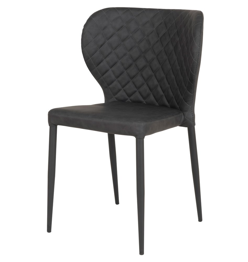 SELSEY Krzesło tapicerowane Malited szara ekoskóra