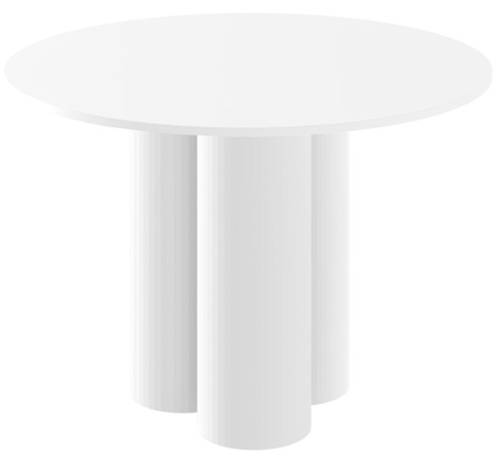 SELSEY Stół okrągły do jadalni Skylore 100 cm biały wysoki połysk