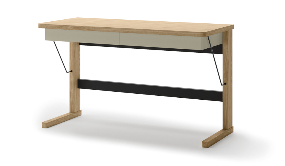 SELSEY Biurko z szufladami Ollie 131 cm dąb olejowany/kaszmir
