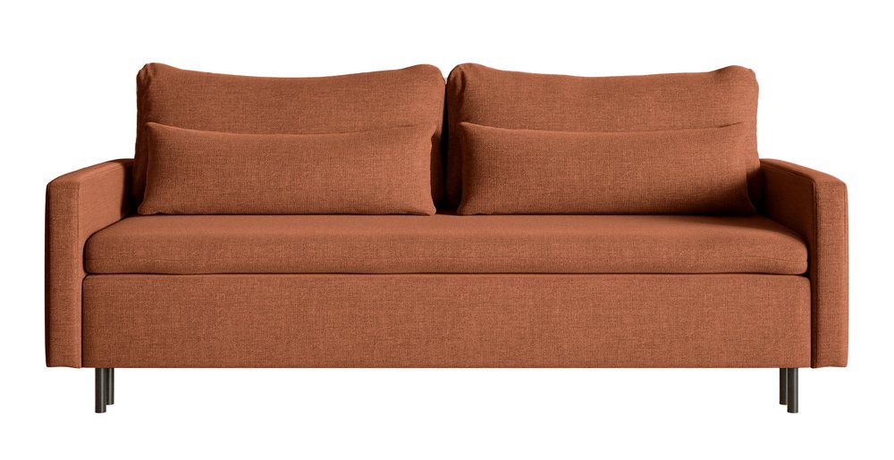 SELSEY Kanapa rozkładana trzyosobowa Umpro z pojemnikiem miedziana szenil