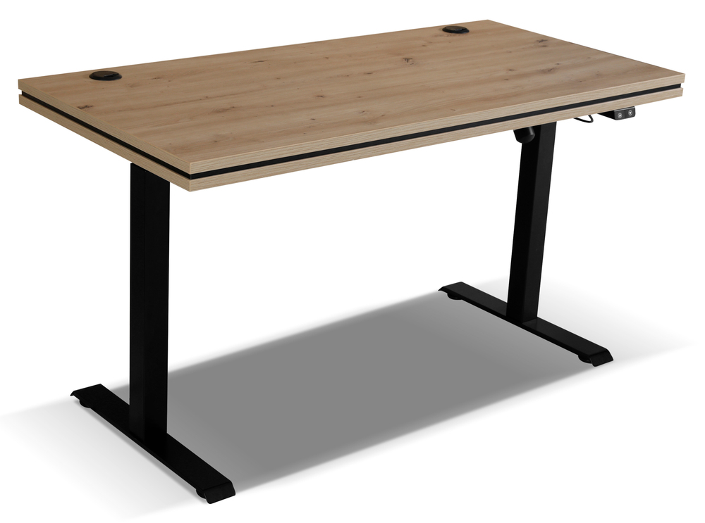 SELSEY Biurko regulowane elektrycznie Stundly 138 cm Dąb artisan z czarną obwódką