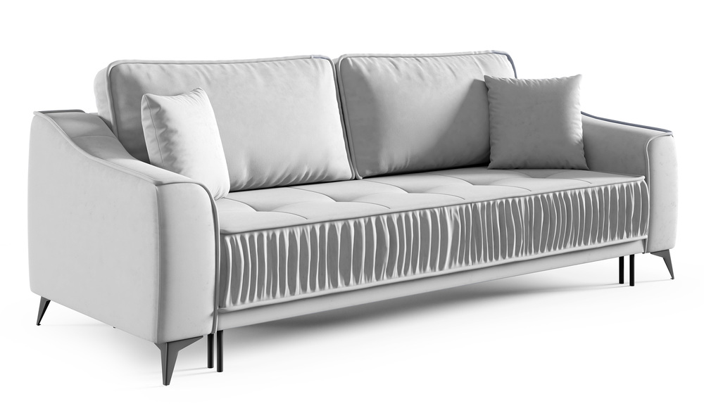 SELSEY Kanapa rozkładana trzyosobowa Louisos z pojemnikiem jasnoszara hydrofobowa