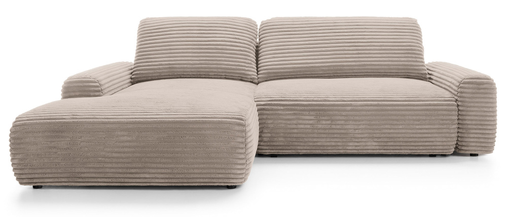 SELSEY Narożnik z funkcją spania Alferia L-kształtny z pojemnikiem beżowy sztruks lewostronny