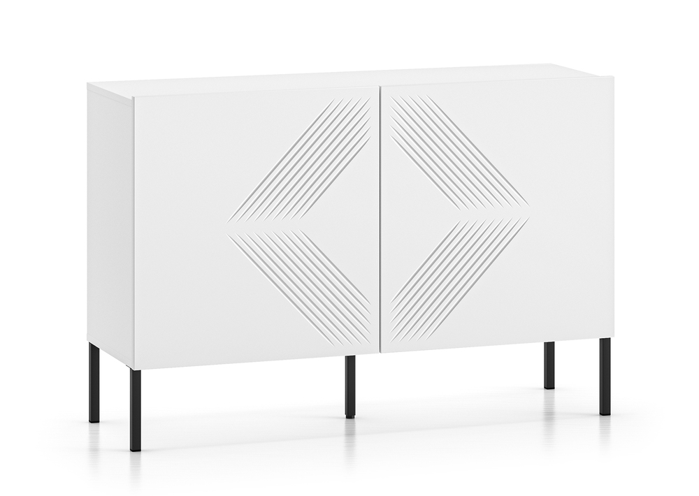 SELSEY Komoda dwudrzwiowa Nebbato 114 cm biała z czarnymi nóżkami