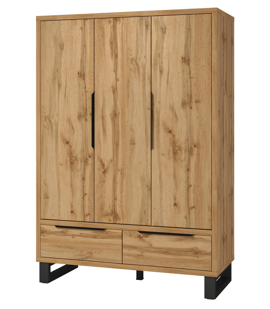 SELSEY Szafa trzydrzwiowa Feliks z szufladami 145 cm Dąb wotan