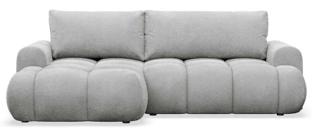 SELSEY Narożnik z funkcją spania Ombo Mini L-kształtny lewostronny z pojemnikiem jasnoszary boucle