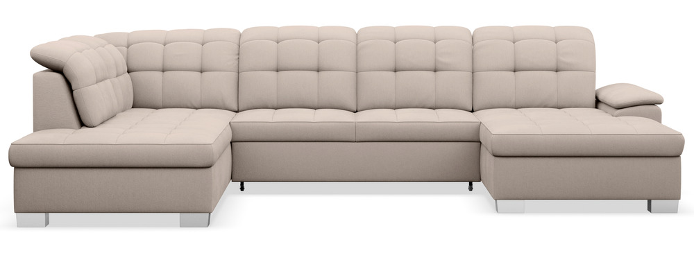 SELSEY Narożnik z funkcją spania Jamaal U-kształtny prawostronny z pojemnikiem beżowy plecionka